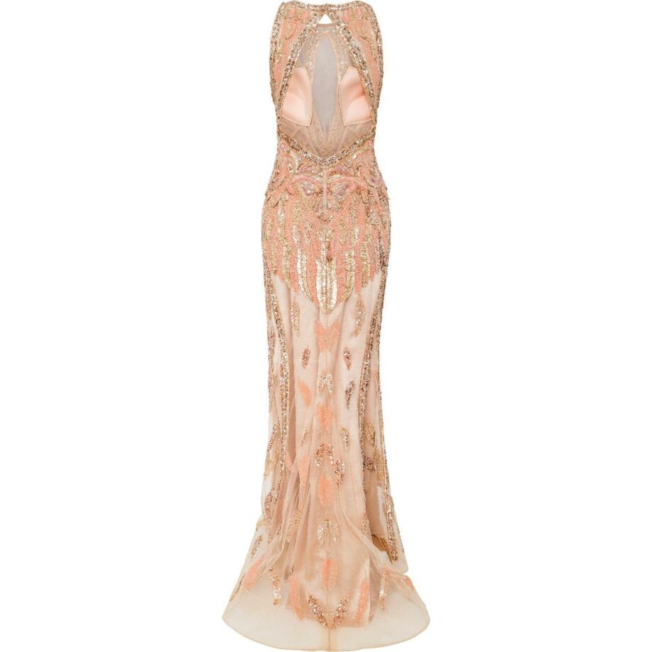 Fully embroidered gown with transparent details