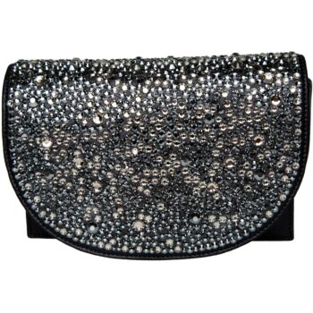 Embroidered clutch with half-moon shaped front