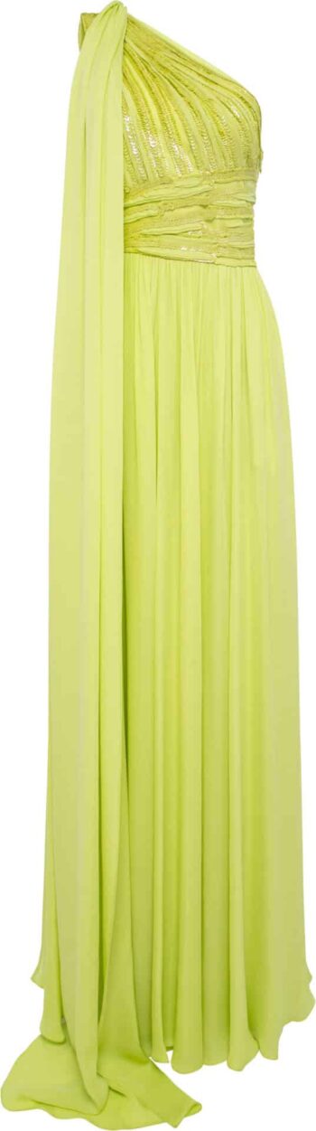 One-Shoulder Robe mit besticktem Oberteil