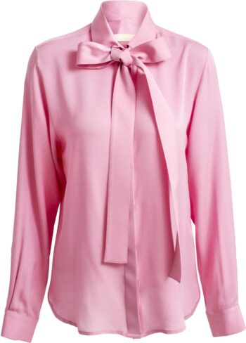 Gerade geschnittene Seidenbluse mit Maschendetail