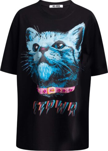 Oversize T-Shirt mit Katzenmotivprint