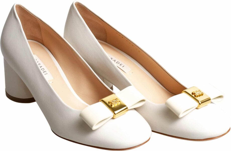 Pumps mit Blockabsatz und Maschendetail