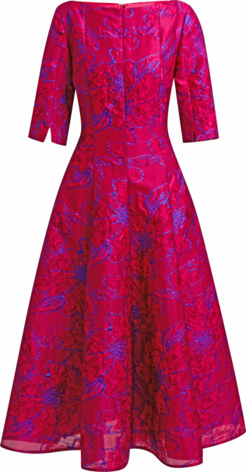 Ausgestelltes Cocktailkleid in Midi-Länge mit 3/4 Ärmeln