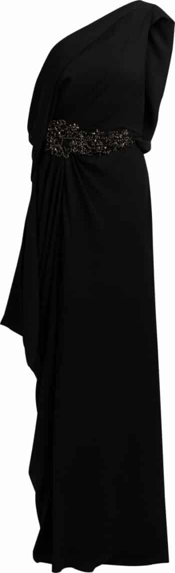 One-Shoulder Abendkleid mit Schmucksteindetails und Drapierung