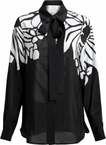 Schluppenbluse aus Seide mit floralem Musterprint
