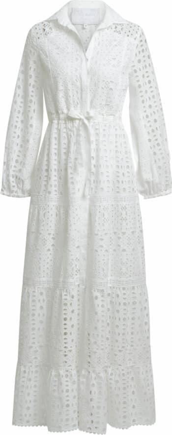 Langes Baumwollkleid mit Lochstickerei