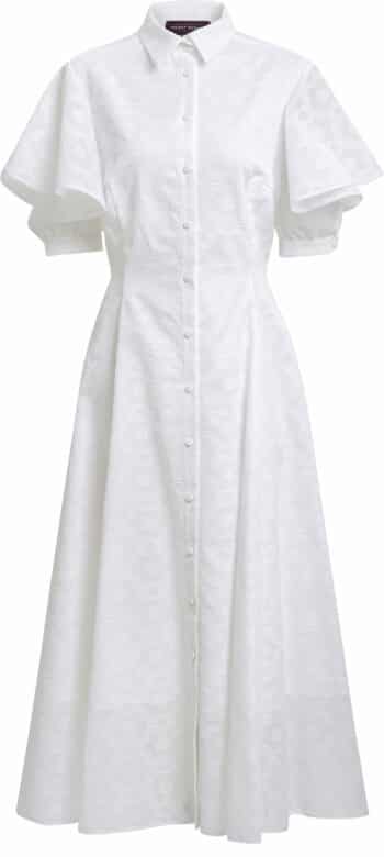 Wadenlanges Kleid mit Strukturmuster und Fledermausärmel