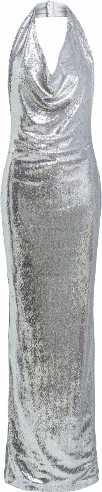 Neckholder sequin gown with silk lining