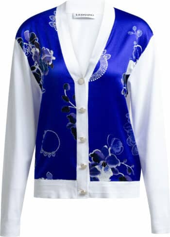 Strickcardigan mit Seidenfront und floralem Musterprint